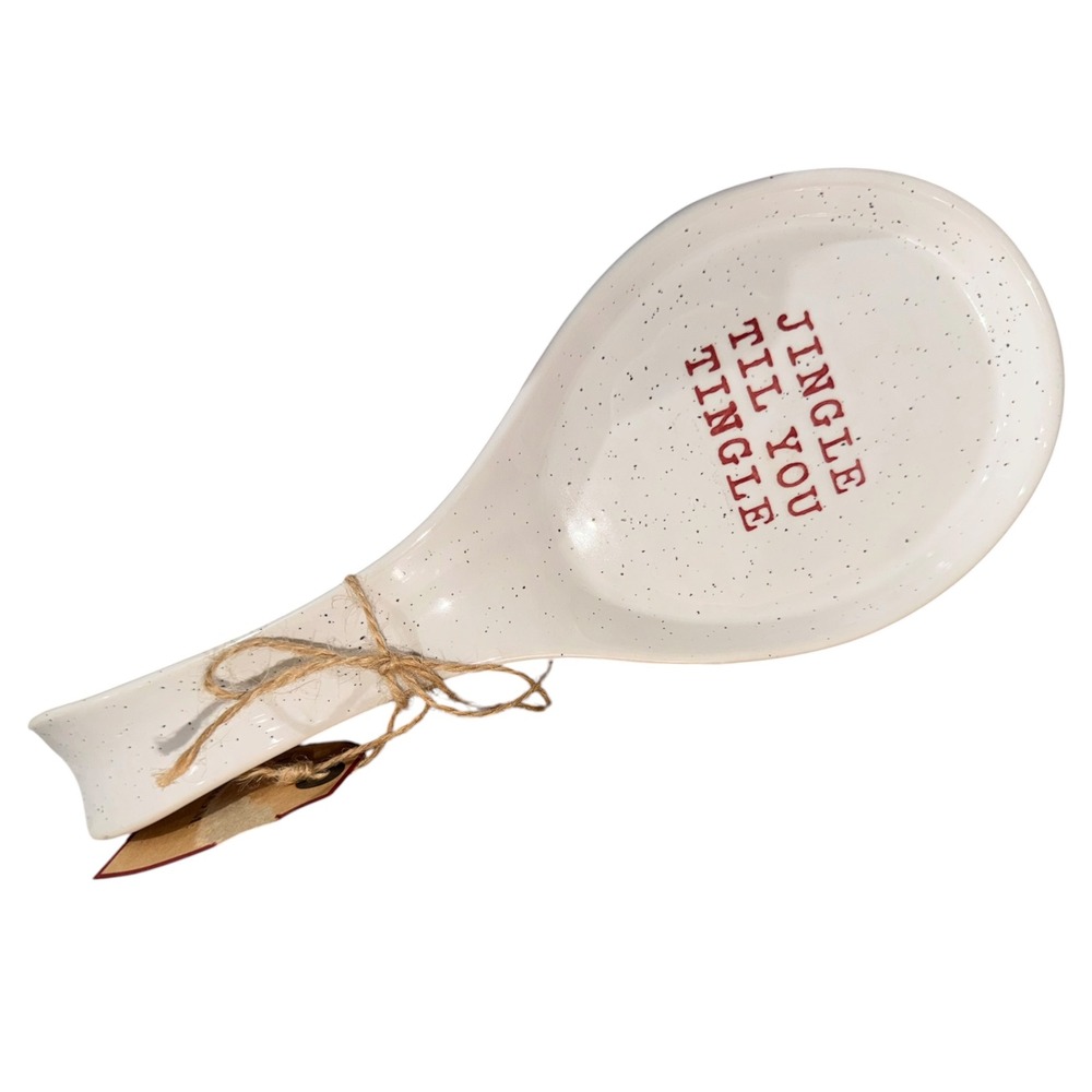 Sheffield Home Jingle Til You Tingle Ceramic Christmas Spoon Rest Red Cream NWT
